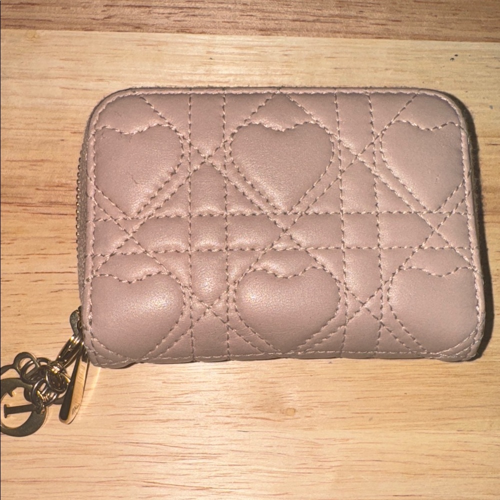 Dior Beige heart cannage Quilted zippy coin card holder compact wallet - Picture 13 of 13